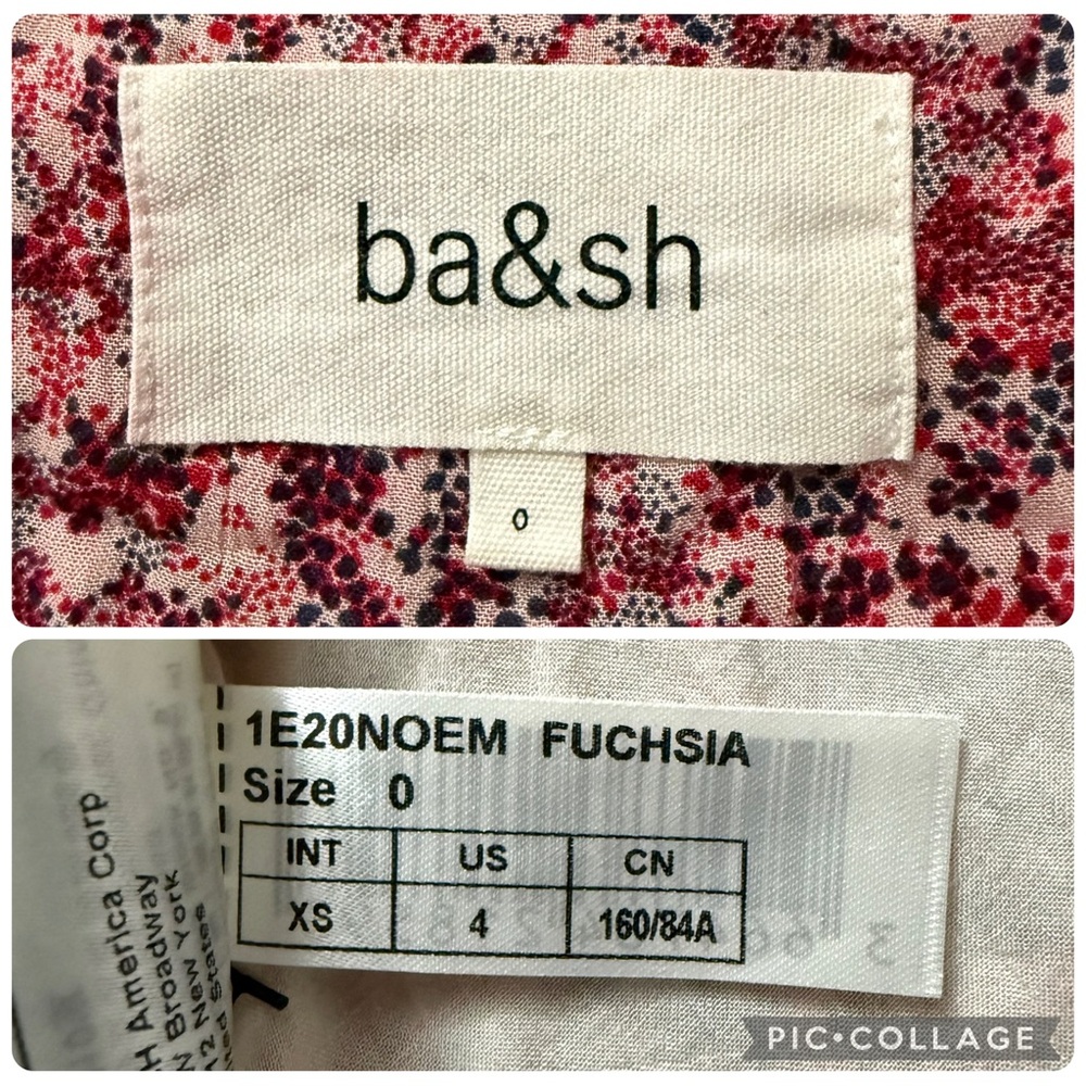 Ba&sh Noemie Fuchsia Floral Short Sleeve Wrap Midi Dress in size 4 - Picture 13 of 16